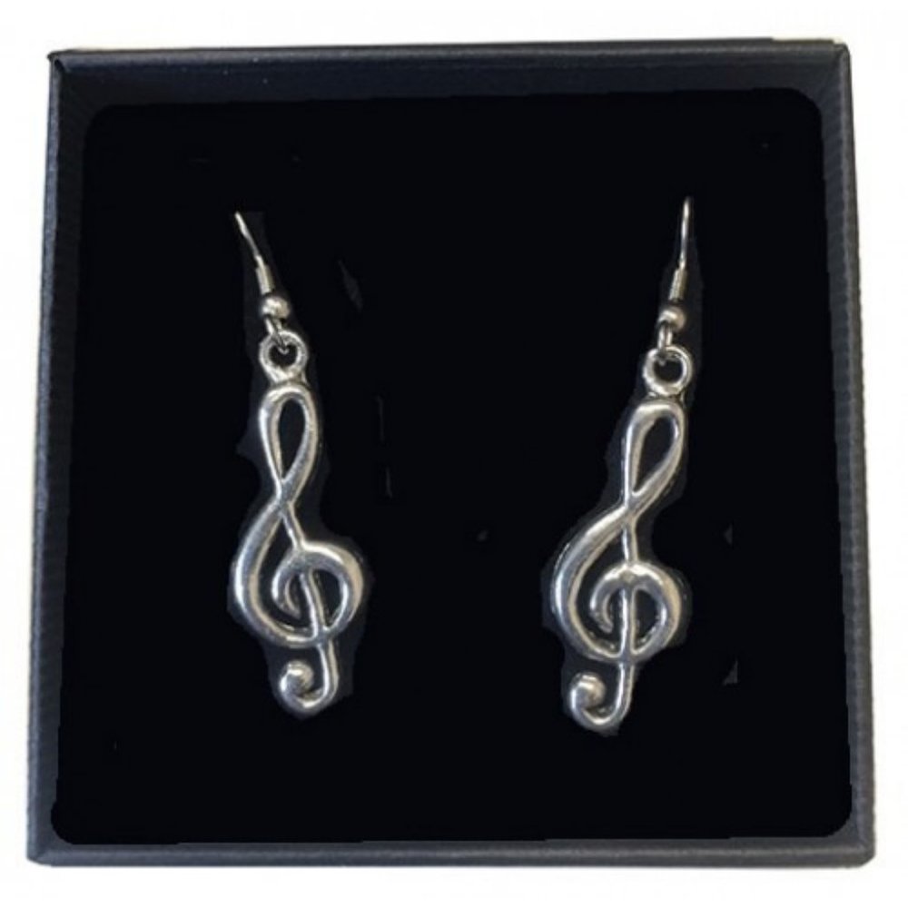 Treble Clef Pewter Earrings